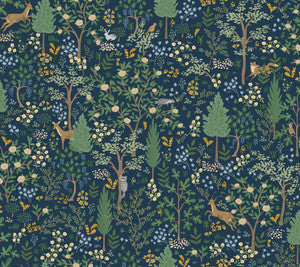 Rifle Paper Co. Wallpaper Woodland Peel and Stick Navy
