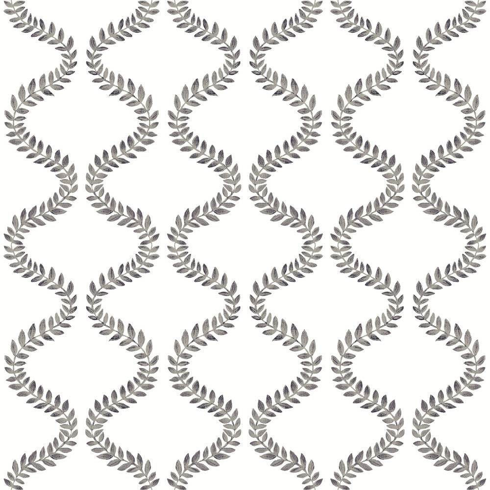 Florentine Soft Black Vine Trellis Peel & Stick Wallpaper by York Wallcoverings Designer Mirth Studios Covers about 34.2 square feet 20.5-in by 20-ft long roll Peel & Stick 20.5 - Swanky Fabrics -