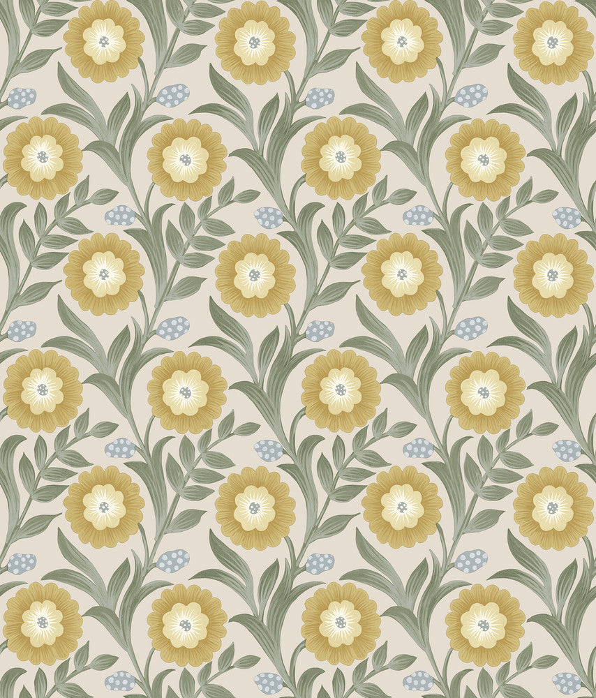Lillian Sage Floral Vine Peel & Stick Wallpaper by York Wallcoverings Designer Mirth Studios Covers about 34.2 square feet 20.5-in by 20-ft long roll Peel & Stick 24 - Swanky Fabrics -