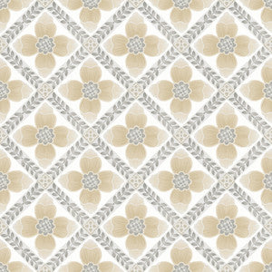 York Wallcoverings Wallpaper Mimi Neutral Quilted Floral Peel & Stick