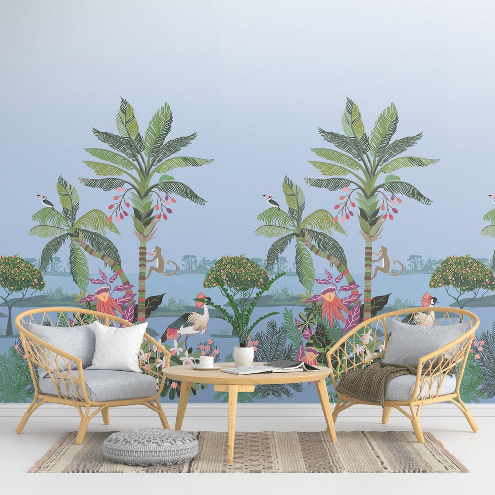 Tropical Lagoon Lush Premium Peel and Stick Wall Mural by York Wallcoverings Designer