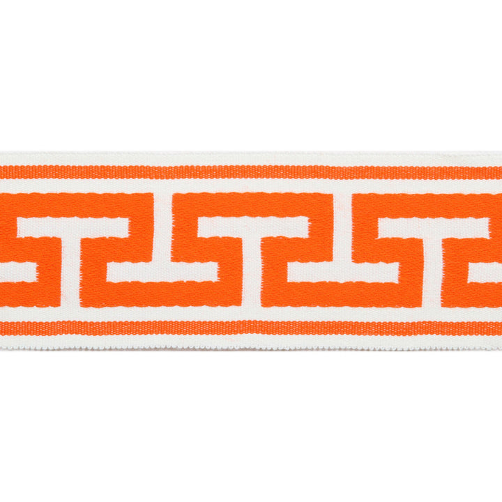 Pergola Embroidered Tape Coral by Europatex Designer Fabric Pergola 100% Solution Dyed Acrylic 2.75 inches - Swanky Fabrics -