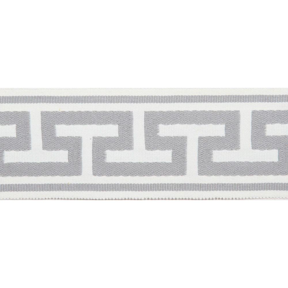 Pergola Embroidered Tape Gray by Europatex Designer Fabric Pergola 100% Solution Dyed Acrylic 2.75 inches - Swanky Fabrics -