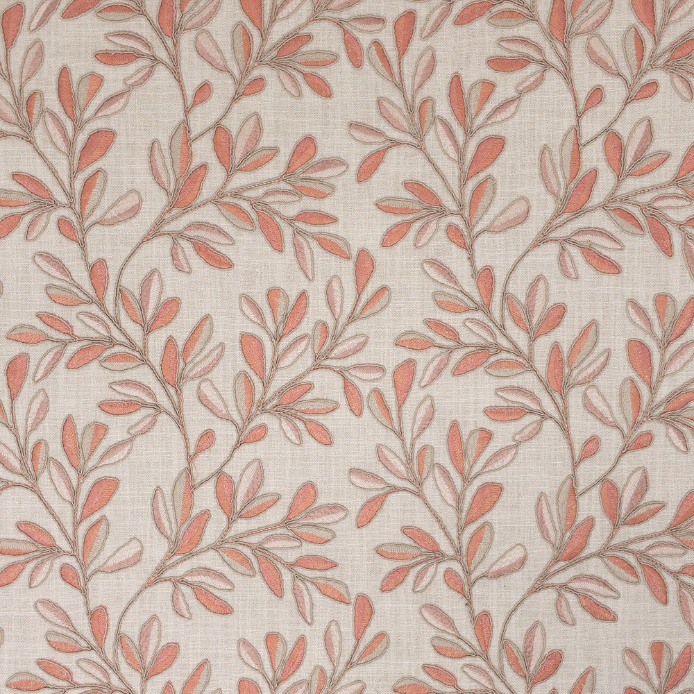 Quincy 1 Tangerine by Stout Designer Fabric RAINBOW LIBRARY CAMELLIA/CLAY 100%POL %BEMB INDIA Horizontal: 10.375 and Vertical: 9.375 52 in - Swanky Fabrics -