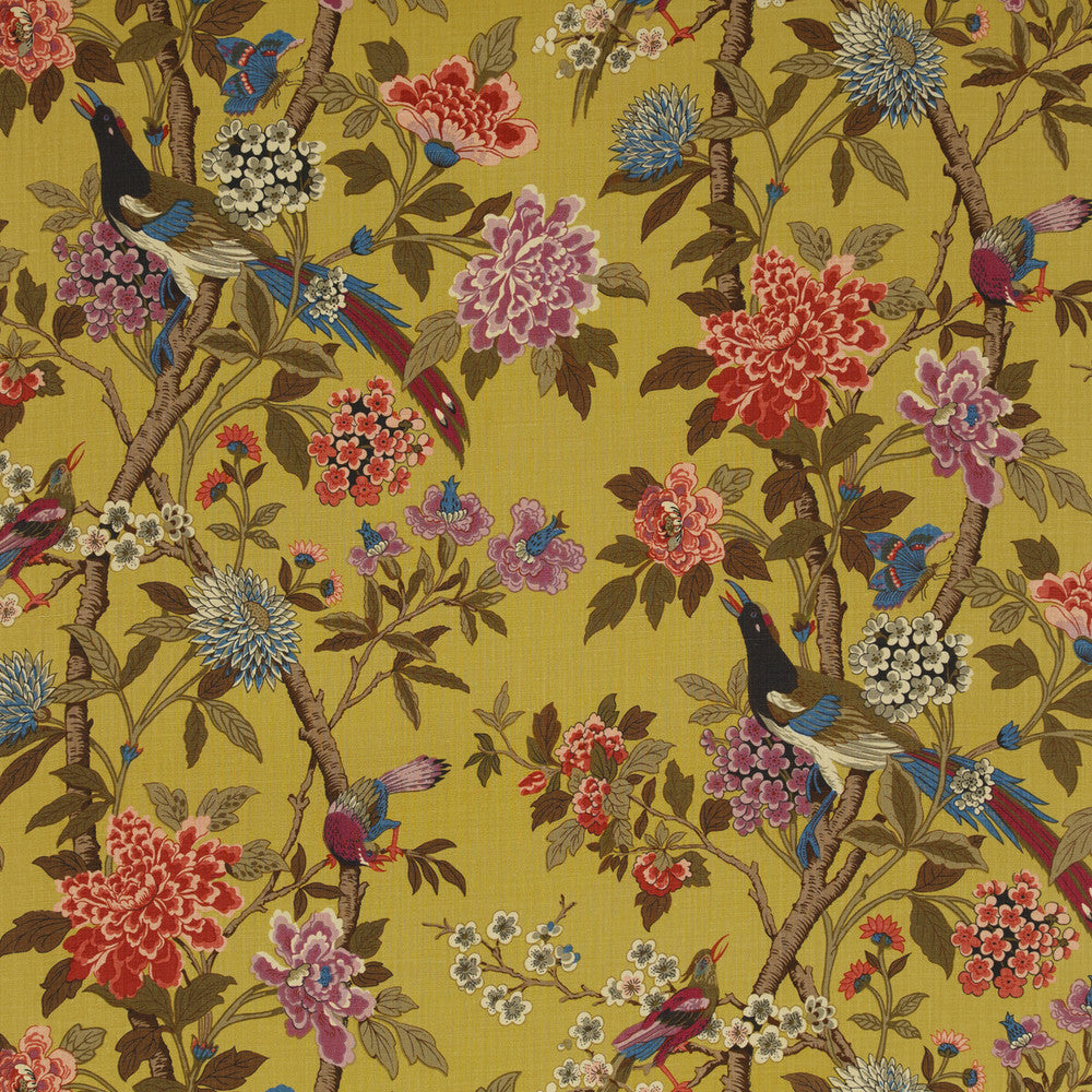 Hydrangea Bird Mustard/Mauve by G P & J Baker Fabric G P & J Baker Fabric Hydrangea Bird Mustard/MauveFabric EAST TO WEST LINEN - 100% Thailand </p><p>Repeat: H: 53.978, V: 43.734 53.978 - Fabric Carolina -