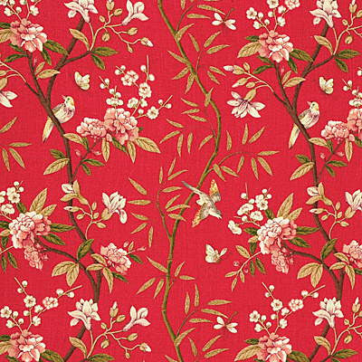 Peony & Blossom Red/Moss by G P & J Baker Fabric G P & J Baker Fabric Peony & Blossom Red/MossFabric PERANDOR COLLECTION LINEN - 100% United Kingdom </p><p>Repeat: H: 26.989, V: 31.52 53.978 - Fabric Carolina -