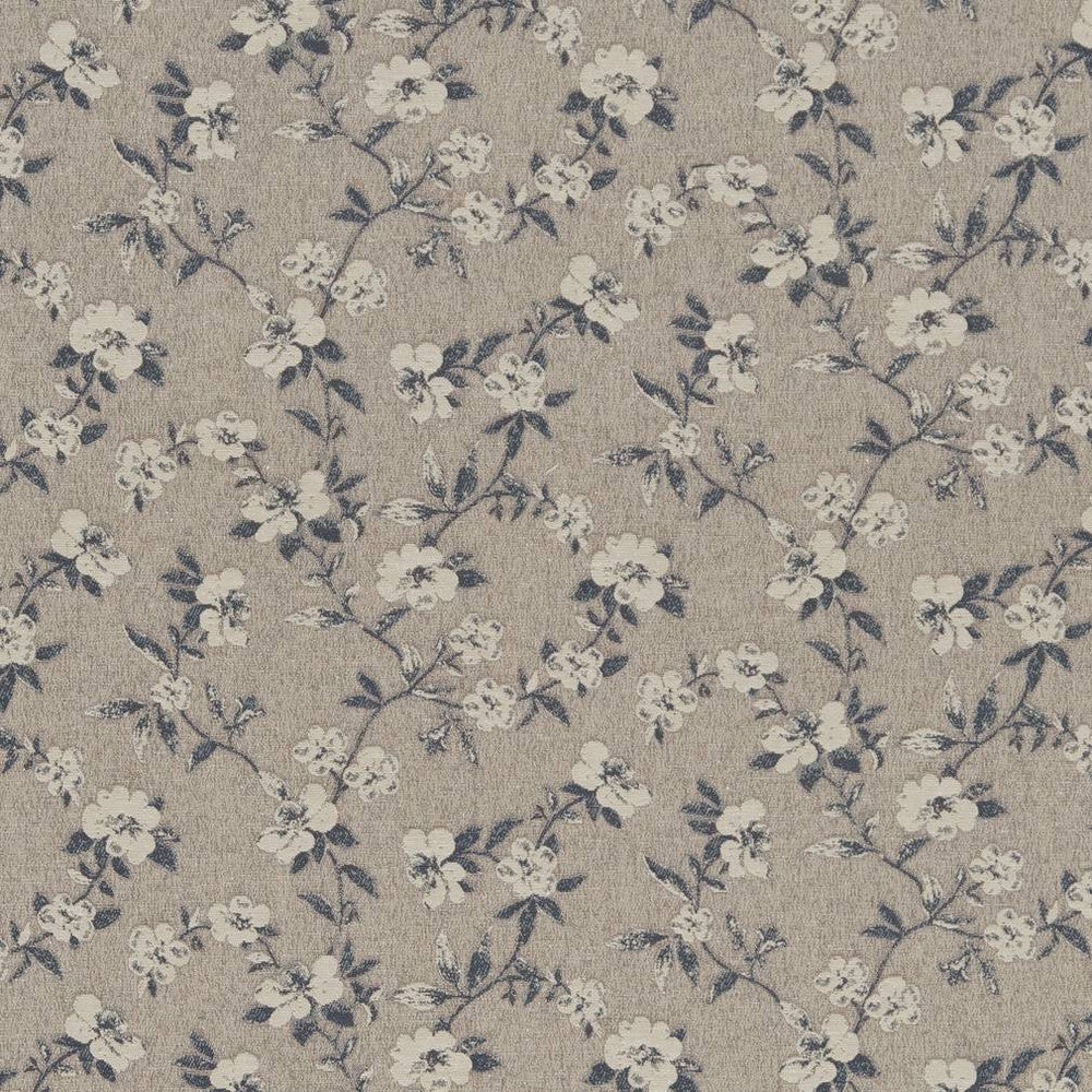 R344 Cobalt Floral by Charlotte Designer Fabric Ringpage 12b 50% Polyester, 30% Cotton, 20% Acrylic Spain Exceeds 60,000 Wyzenbeek Rubs (Heavy Duty) Horizontal 14" x Vertical 6.5" 54 Inches - Swanky Fabrics -