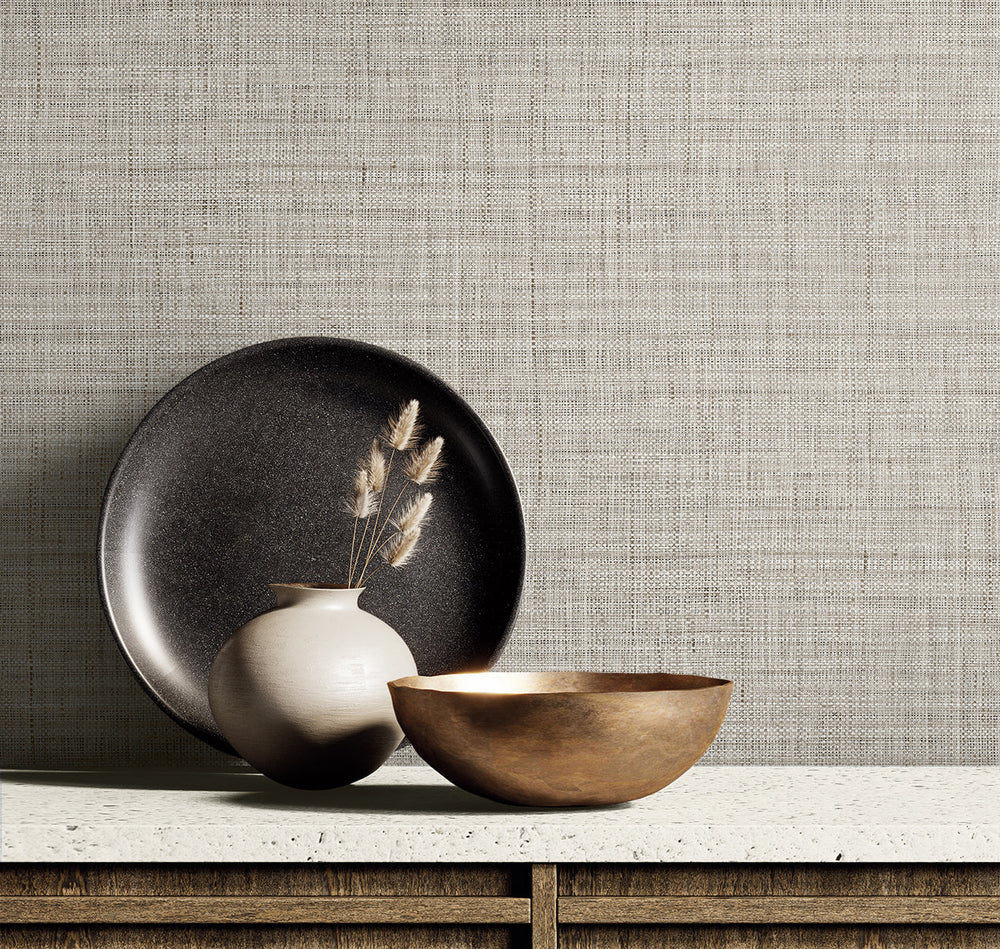 Harvest Twine Fog RA40132 by Seabrook Designs Designer Wallpaper