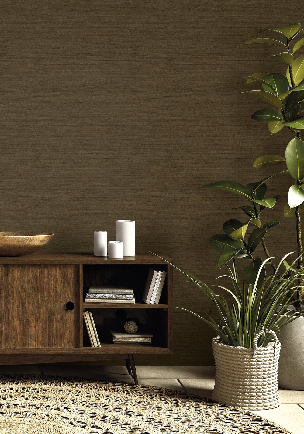Threaded Coffee RA40901 by Seabrook Designs Designer Wallpaper