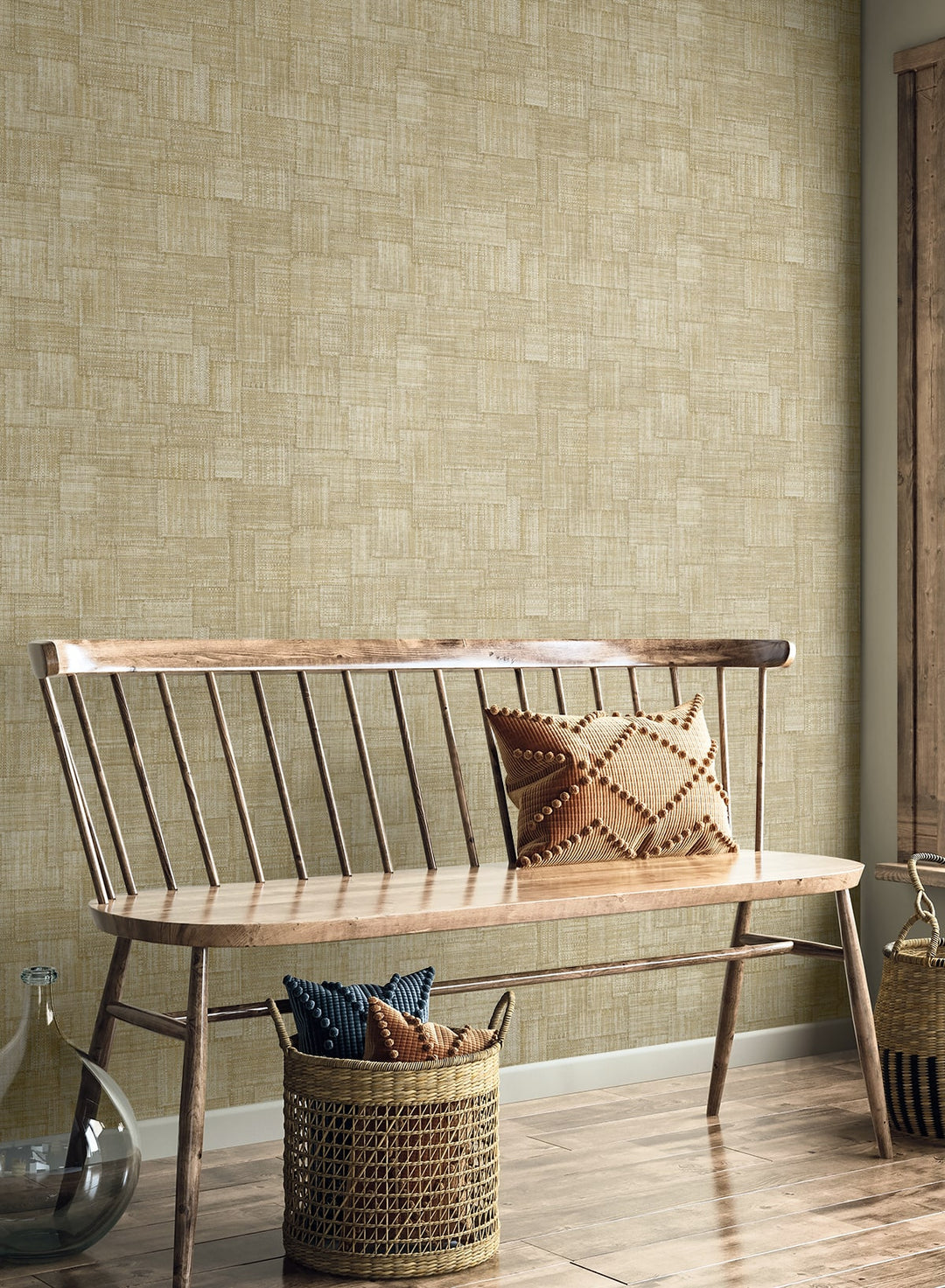 Woven Blocks Dune RA41705 by Seabrook Designs Designer Wallpaper