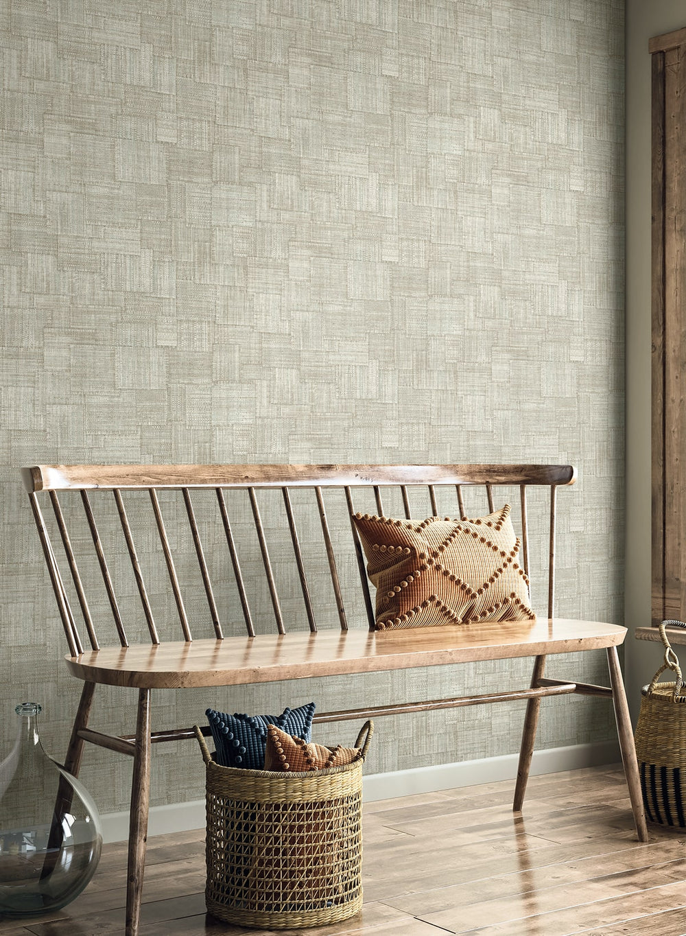 Woven Blocks Smoke RA41708 by Seabrook Designs Designer Wallpaper