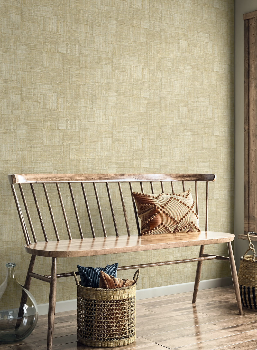 Woven Blocks Parchment RA41714 by Seabrook Designs Designer Wallpaper