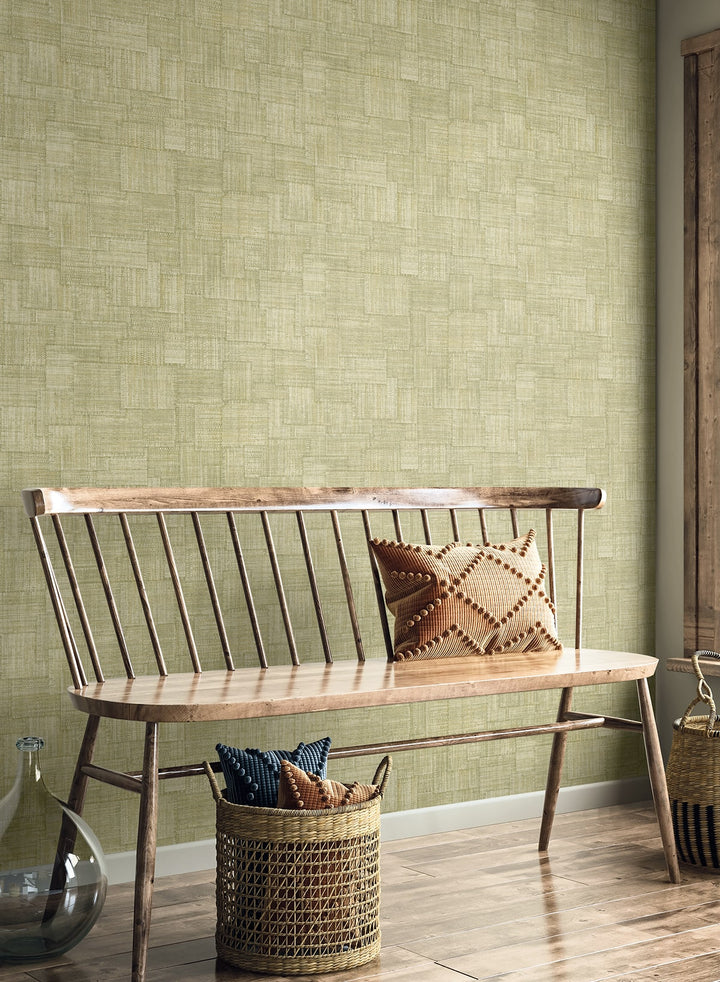 Woven Blocks Straw Green RA41717 by Seabrook Designs Designer Wallpaper