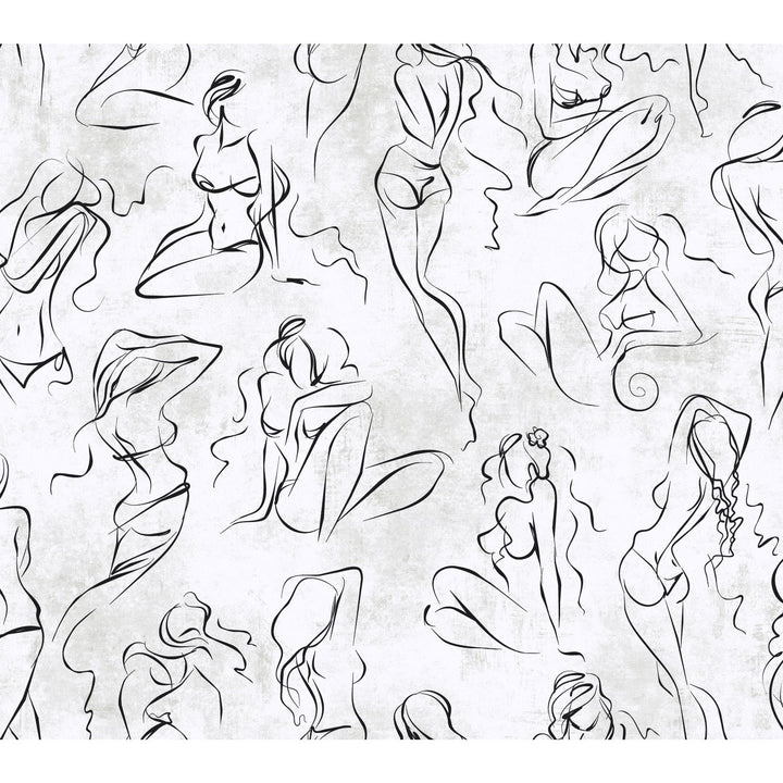 Barely There Black/White Pearl Wallpaper by York Wallcoverings Designer