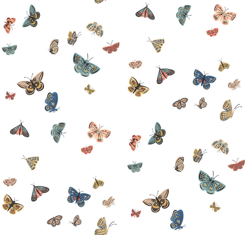 Butterfly House White Wallpaper by Rifle Paper Co. Designer Rifle Paper Co. 3rd Edition Covers about 60.8 square feet 27-in by 27-ft long roll Unpasted 25.25 - Swanky Fabrics -