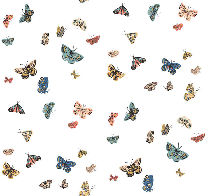 Butterfly House White Wallpaper by Rifle Paper Co. Designer Rifle Paper Co. 3rd Edition Covers about 60.8 square feet 27-in by 27-ft long roll Unpasted 25.25 - Swanky Fabrics -