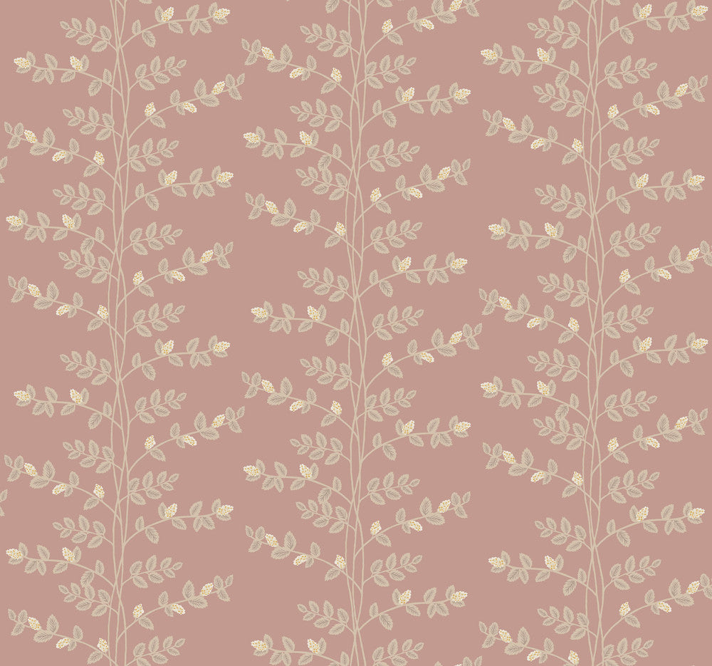 Climbing Vine Rose Wallpaper by Rifle Paper Co. Designer Rifle Paper Co. 3rd Edition Covers about 60.8 square feet 27-in by 27-ft long roll Unpasted 25.25 - Swanky Fabrics -