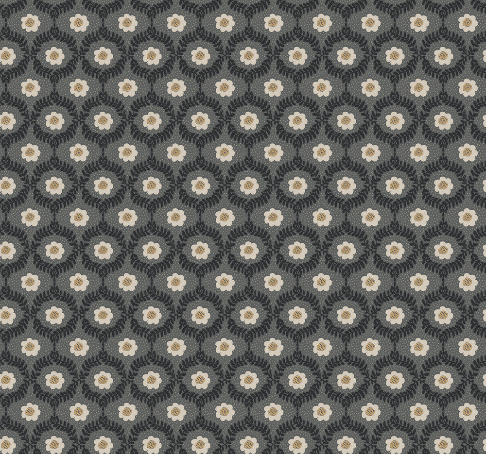 Emma Black Wallpaper by Rifle Paper Co. Designer Rifle Paper Co. 3rd Edition Covers about 60.8 square feet 27-in by 27-ft long roll Unpasted 25.25 - Swanky Fabrics -