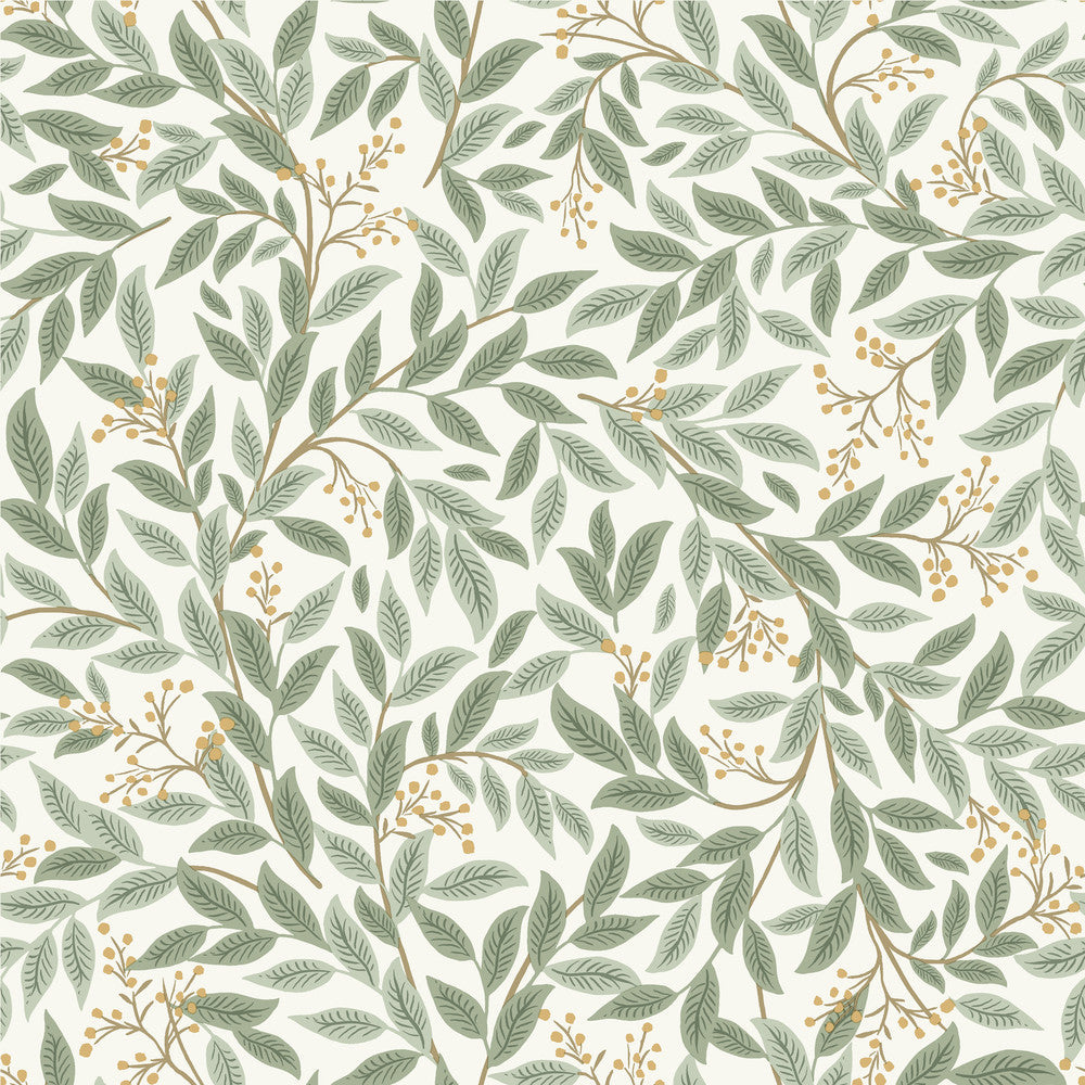 Willowberry Sage Wallpaper by Rifle Paper Co. Designer Rifle Paper Co. 3rd Edition Covers about 56.4 square feet 20.5-in by 33-ft long roll Unpasted 20.5 - Swanky Fabrics -