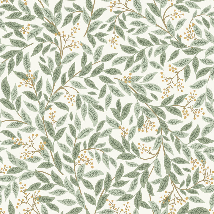 Willowberry Sage Wallpaper by Rifle Paper Co. Designer Rifle Paper Co. 3rd Edition Covers about 56.4 square feet 20.5-in by 33-ft long roll Unpasted 20.5 - Swanky Fabrics -