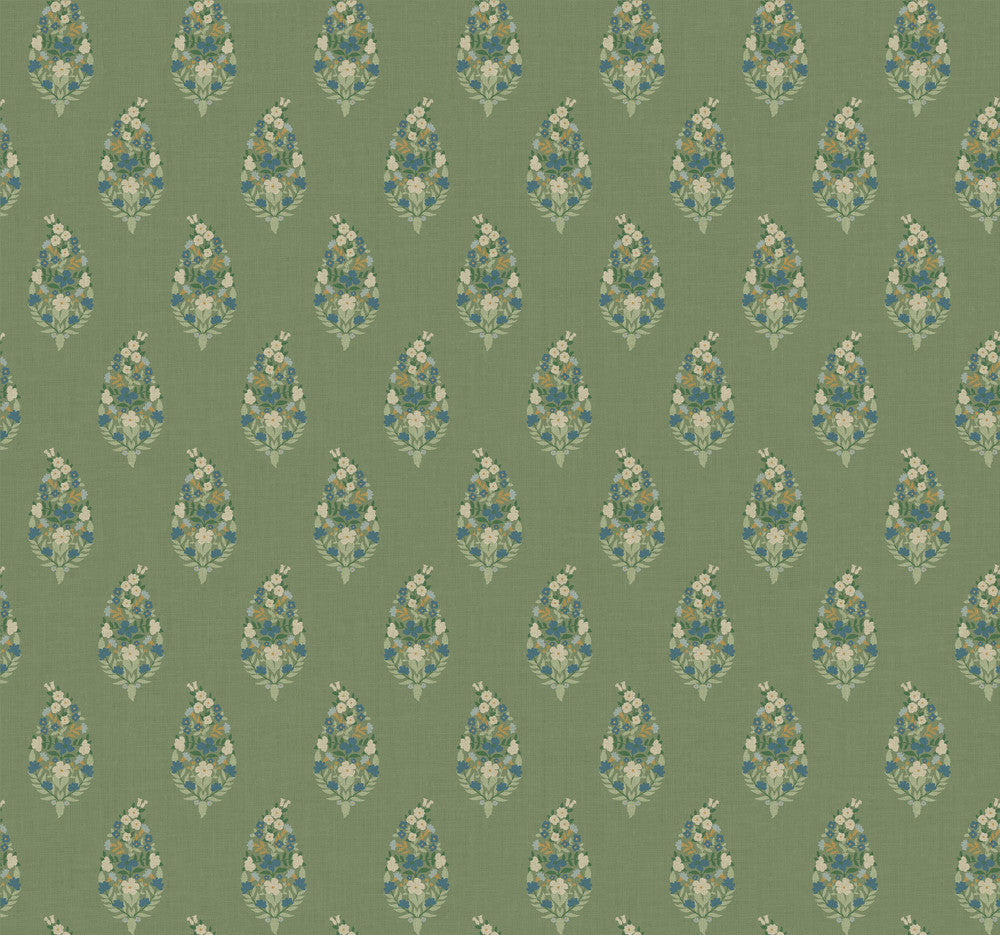 Paisley Green Wallpaper by Rifle Paper Co. Designer Rifle Paper Co. 3rd Edition Covers about 60.8 square feet 27-in by 27-ft long roll Unpasted 25.25 - Swanky Fabrics -