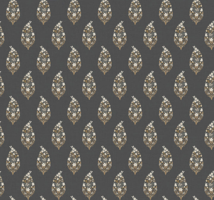 Paisley Black Wallpaper by Rifle Paper Co. Designer Rifle Paper Co. 3rd Edition Covers about 60.8 square feet 27-in by 27-ft long roll Unpasted 25.25 - Swanky Fabrics -