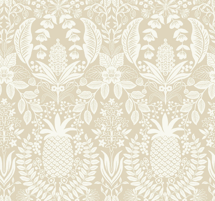 Pineapple Damask Linen Wallpaper by Rifle Paper Co. Designer Rifle Paper Co. 3rd Edition Covers about 60.8 square feet 27-in by 27-ft long roll Unpasted 25.25 - Swanky Fabrics -