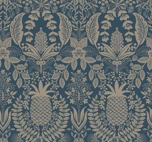 Rifle Paper Co. Wallpaper Pineapple Damask Navy