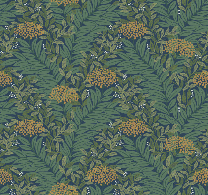 Highgrove Navy Wallpaper by Rifle Paper Co. Designer Rifle Paper Co. 3rd Edition Covers about 60.8 square feet 27-in by 27-ft long roll Unpasted 12.63 - Swanky Fabrics -