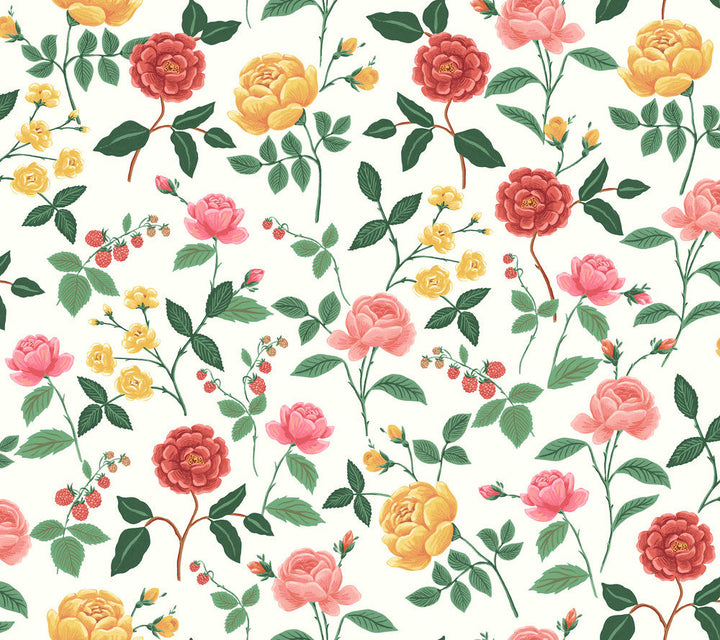 Roses Blush Wallpaper by Rifle Paper Co. Designer Rifle Paper Co. 3rd Edition Covers about 60.8 square feet 27-in by 27-ft long roll Unpasted 24 - Swanky Fabrics -
