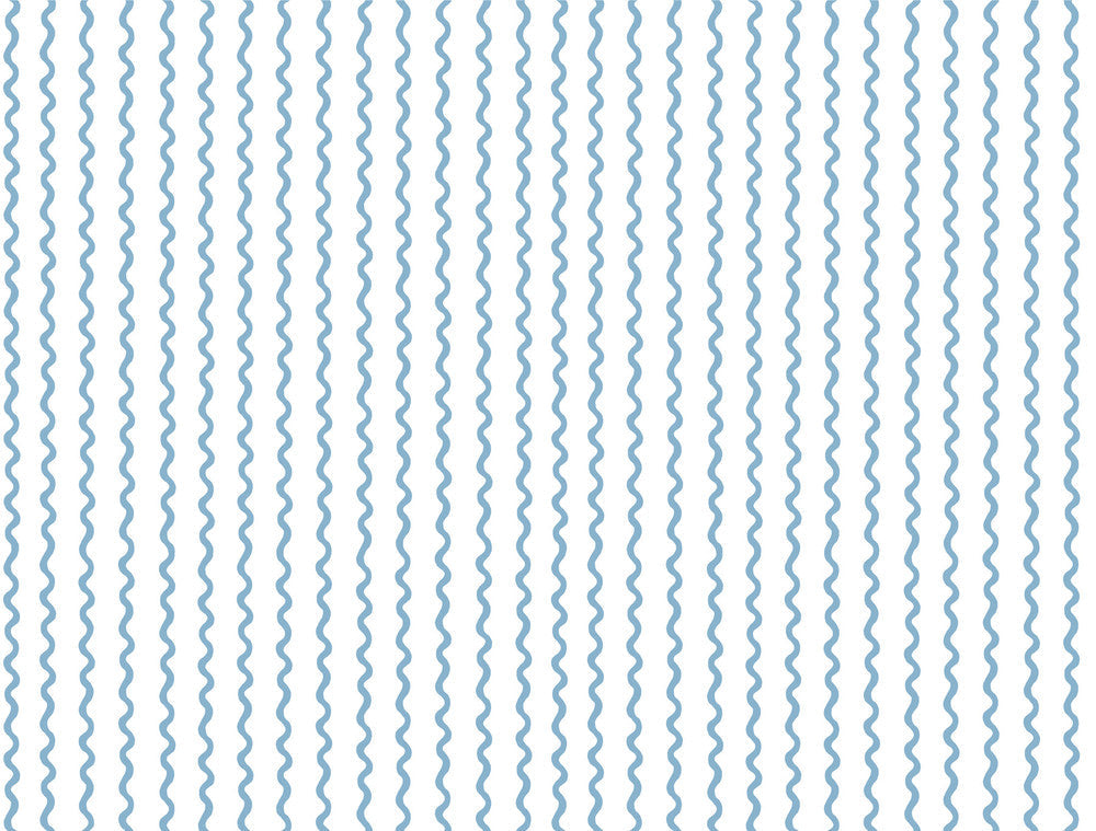 Rickrack Blue Wallpaper by Rifle Paper Co. Designer Rifle Paper Co. 3rd Edition Covers about 60.8 square feet 27-in by 27-ft long roll Unpasted 20.5 - Swanky Fabrics -
