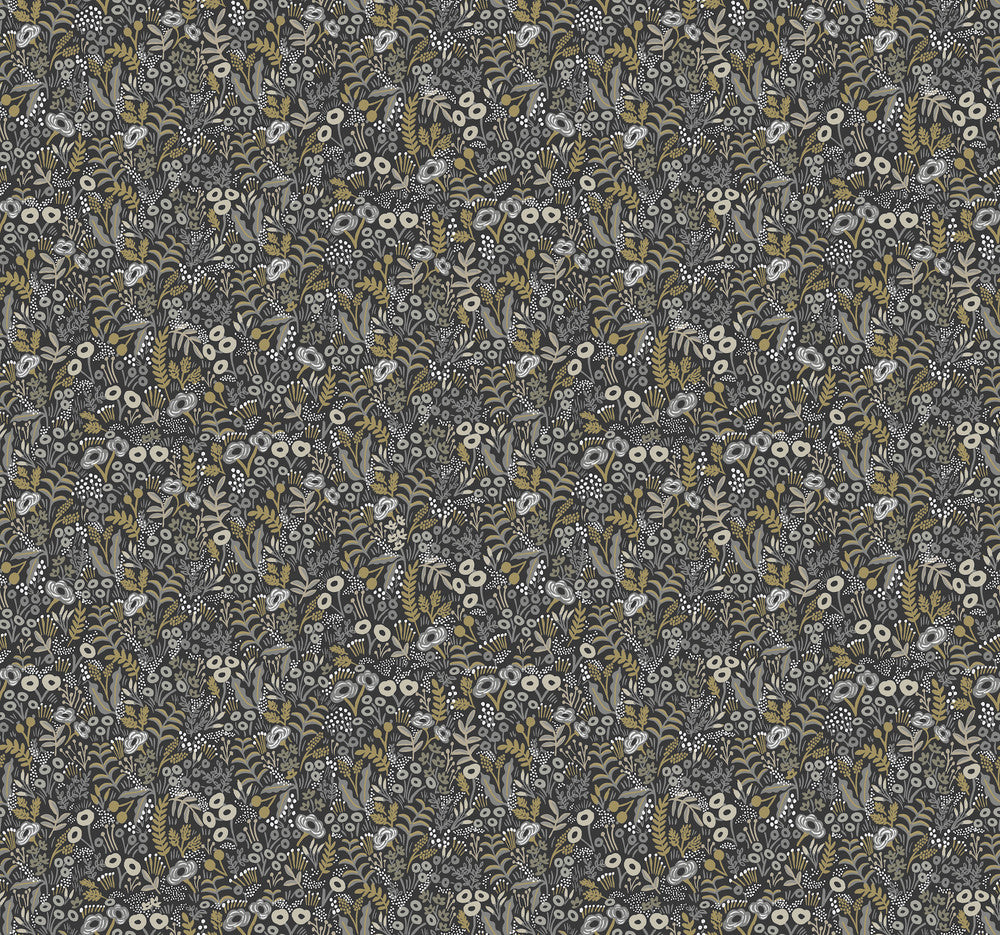 Tapestry Black & Beige Wallpaper by Rifle Paper Co. Designer Rifle Paper Co. Covers about 60.8 square feet 27-in by 27-ft long roll Unpasted 25.25 - Swanky Fabrics -