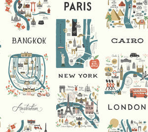 Rifle Paper Co. Wallpaper City Maps Blue & Red