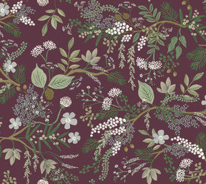 Rifle Paper Co. Wallpaper Juniper Forest Burgundy