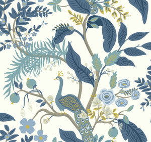 Rifle Paper Co. Wallpaper Peacock Blue & White