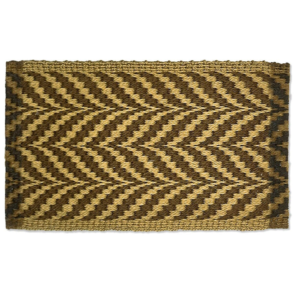 Riley 2 Chocolate by Stout Designer Trim NEW WORLD TAPES & BORDERS 100%SVI GERMANY Horizontal: 0.5 and Vertical: 0 2.25 in - Swanky Fabrics -