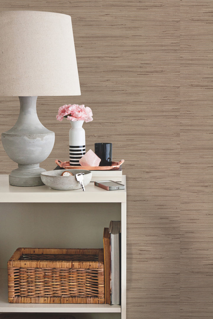 Lustrous Grasscloth Yellow Wallpaper by York Wallcoverings Designer