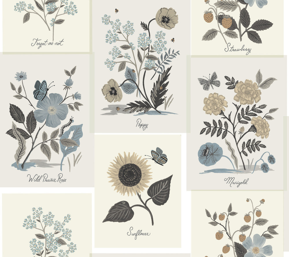 Botanical Prints Beige & Black Wallpaper by Rifle Paper Co. Designer Rifle Paper Co. Second Edition Covers about 60.8 square feet 27-in by 27-ft long roll Unpasted 24 - Swanky Fabrics -