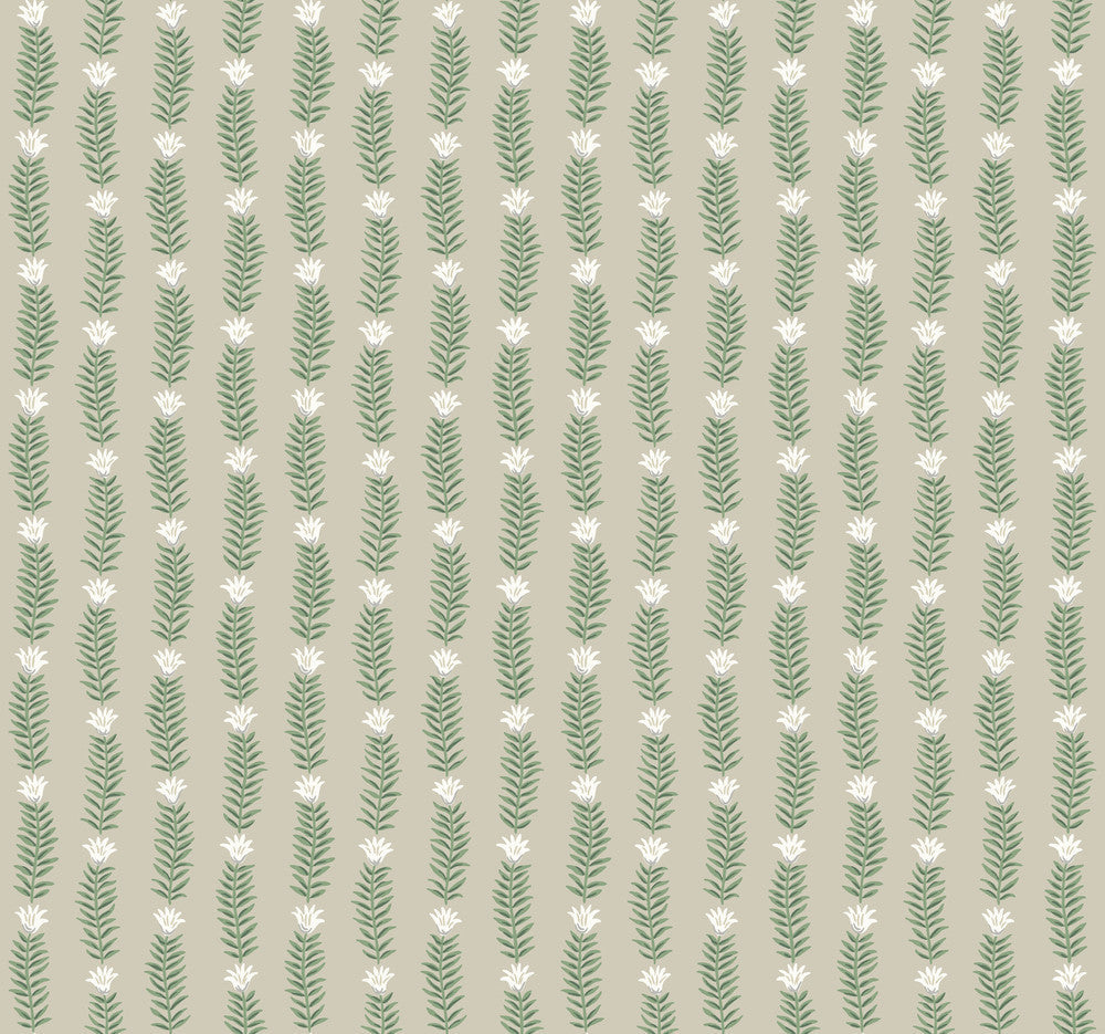 Eden Beige & Green Wallpaper by Rifle Paper Co. Designer Rifle Paper Co. Second Edition Covers about 60.8 square feet 27-in by 27-ft long roll Unpasted 25.25 - Swanky Fabrics -