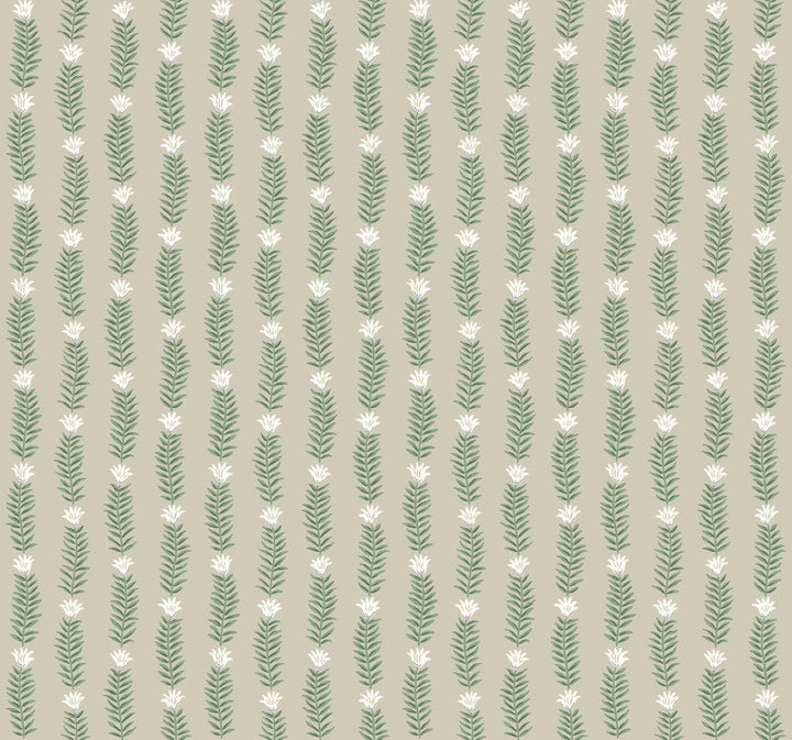 Eden Beige & Green Wallpaper by Rifle Paper Co. Designer Rifle Paper Co. Second Edition Covers about 60.8 square feet 27-in by 27-ft long roll Unpasted 25.25 - Swanky Fabrics -