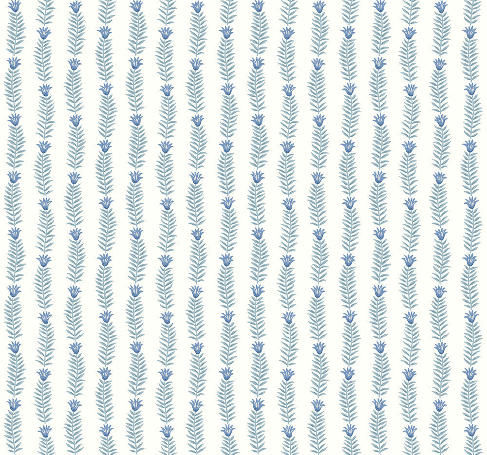 Eden White & Blue Wallpaper by Rifle Paper Co. Designer Rifle Paper Co. Second Edition Covers about 60.8 square feet 27-in by 27-ft long roll Unpasted 25.25 - Swanky Fabrics -