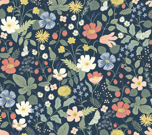 Rifle Paper Co. Wallpaper Strawberry Fields Blue & Pink