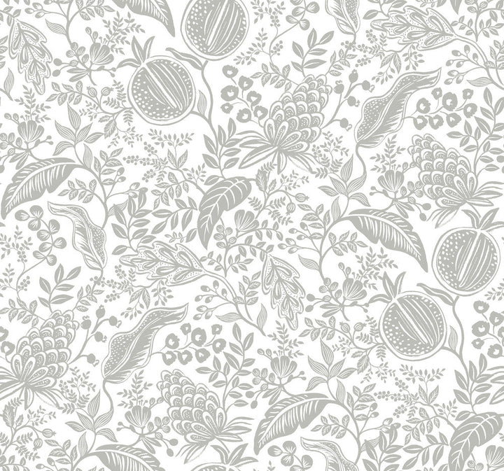 Pomegranate White & Black Wallpaper by Rifle Paper Co. Designer Rifle Paper Co. Second Edition Covers about 60.8 square feet 27-in by 27-ft long roll Unpasted 25.25 - Swanky Fabrics -