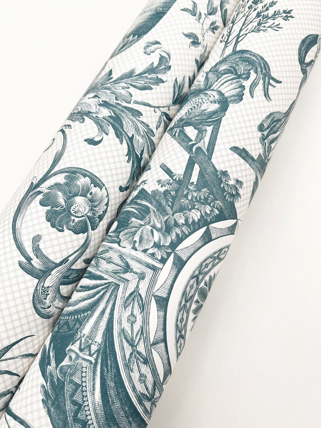 Avian Fountain Toile Jade Wallpaper by York Wallcoverings Designer