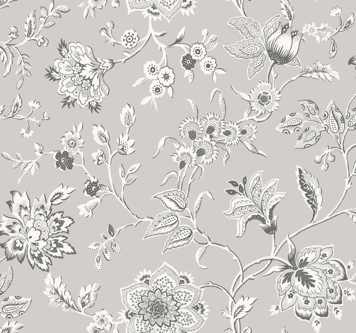 Sutton Grey Wallpaper by York Wallcoverings Designer Toile Resource Library Covers about 60.8 square feet 27-in by 27-ft long roll Unpasted 25.25 - Swanky Fabrics -