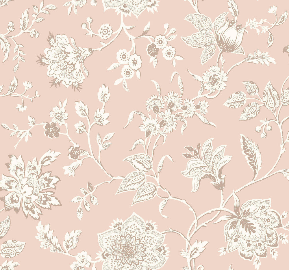 Sutton Blush Wallpaper by York Wallcoverings Designer Toile Resource Library Covers about 60.8 square feet 27-in by 27-ft long roll Unpasted 25.25 - Swanky Fabrics -