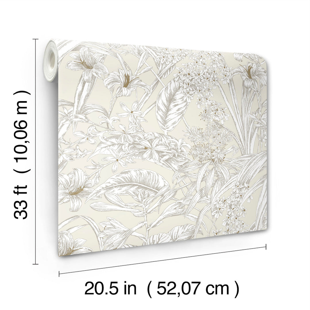 Orchid Conservatory Toile Beige & Taupe Wallpaper by York Wallcoverings Designer