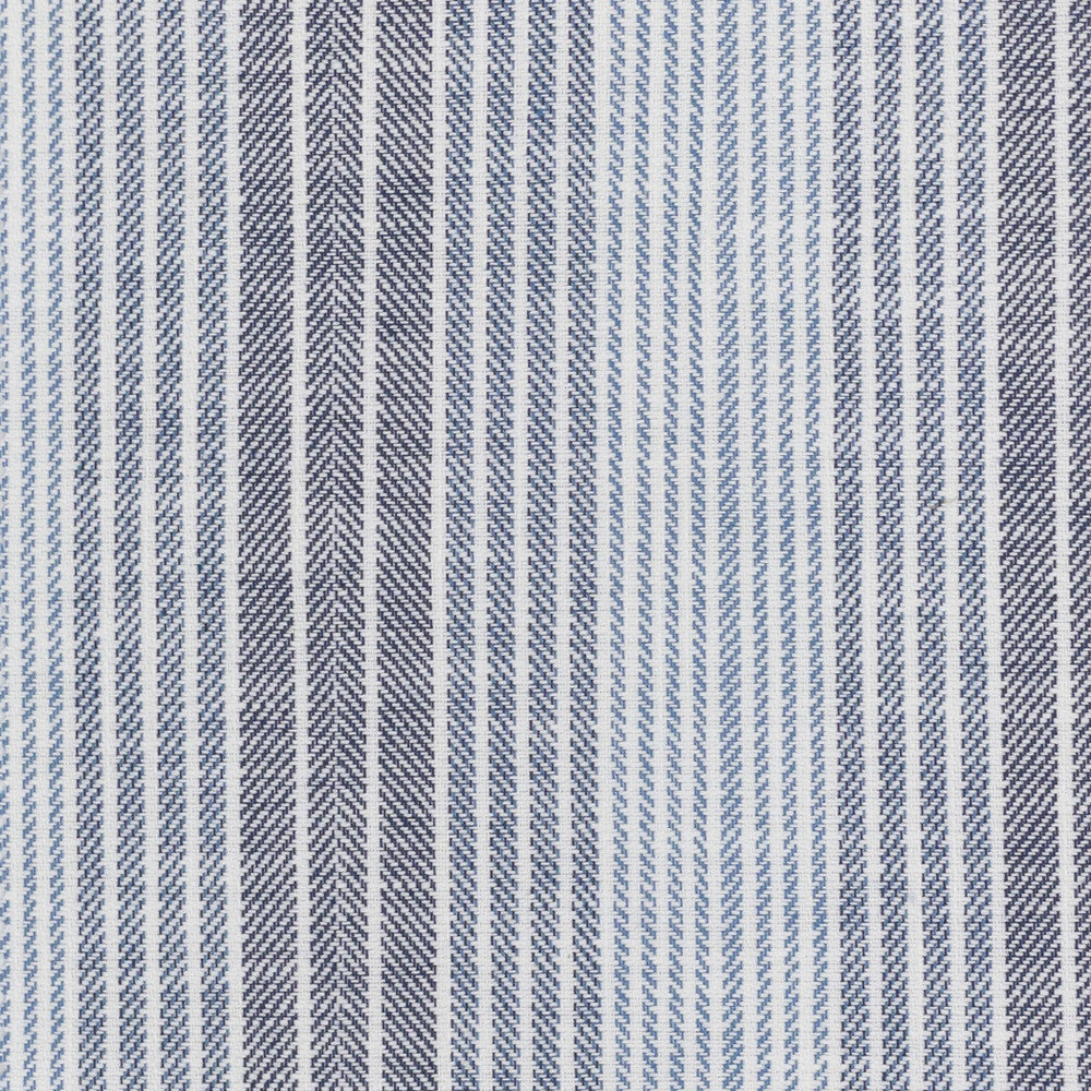 Ruella 1 Denim by Stout Designer Fabric JUST STRIPES BLUE/SPRING 56%POL 44%COT INDIA FLAME RETARDANT-U.F.A.C. CLASS 1 CATB 117-2013 WYZENBEEK 51 000 DOUBLE RUB WEAR TEST (HEAVY DUTY) Horizontal: 0.000 and Vertical: 4.000 54 in - Swanky Fabrics -
