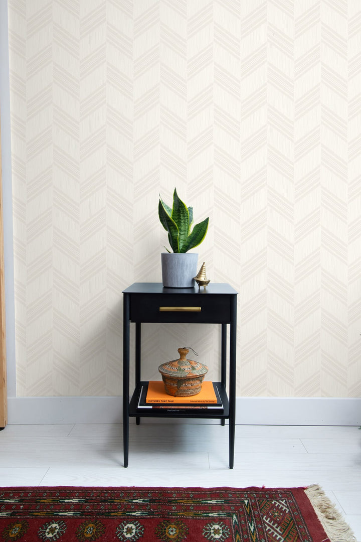 Boho Chevron Stripe Gray Mist and Ivory RY30400 by Seabrook Designs Designer Wallpaper