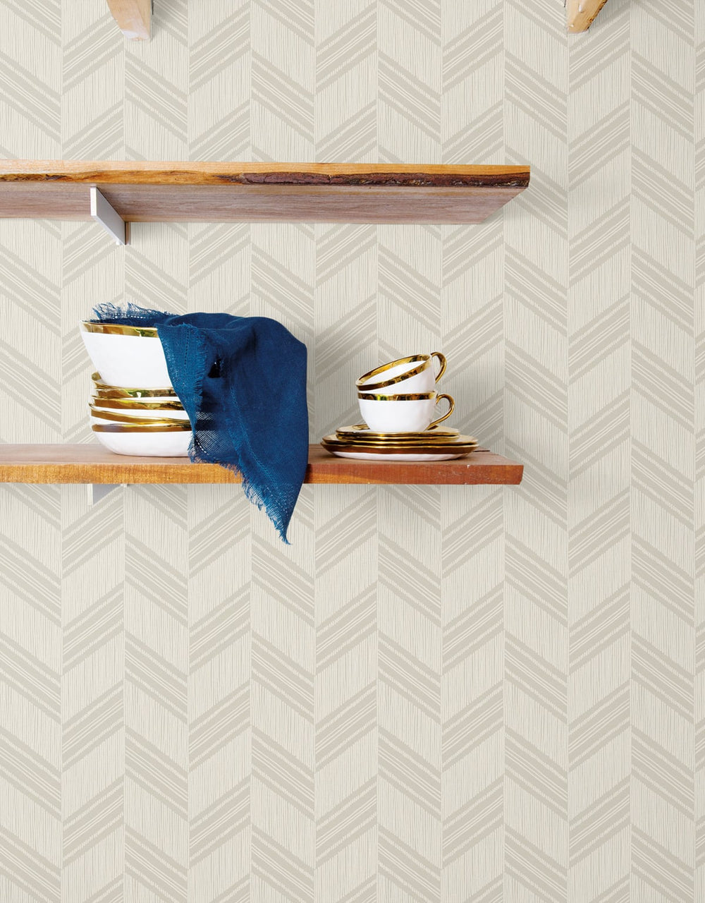 Boho Chevron Stripe Stringcloth Cinder Gray and Ivory RY30405 by Seabrook Designs Designer Wallpaper
